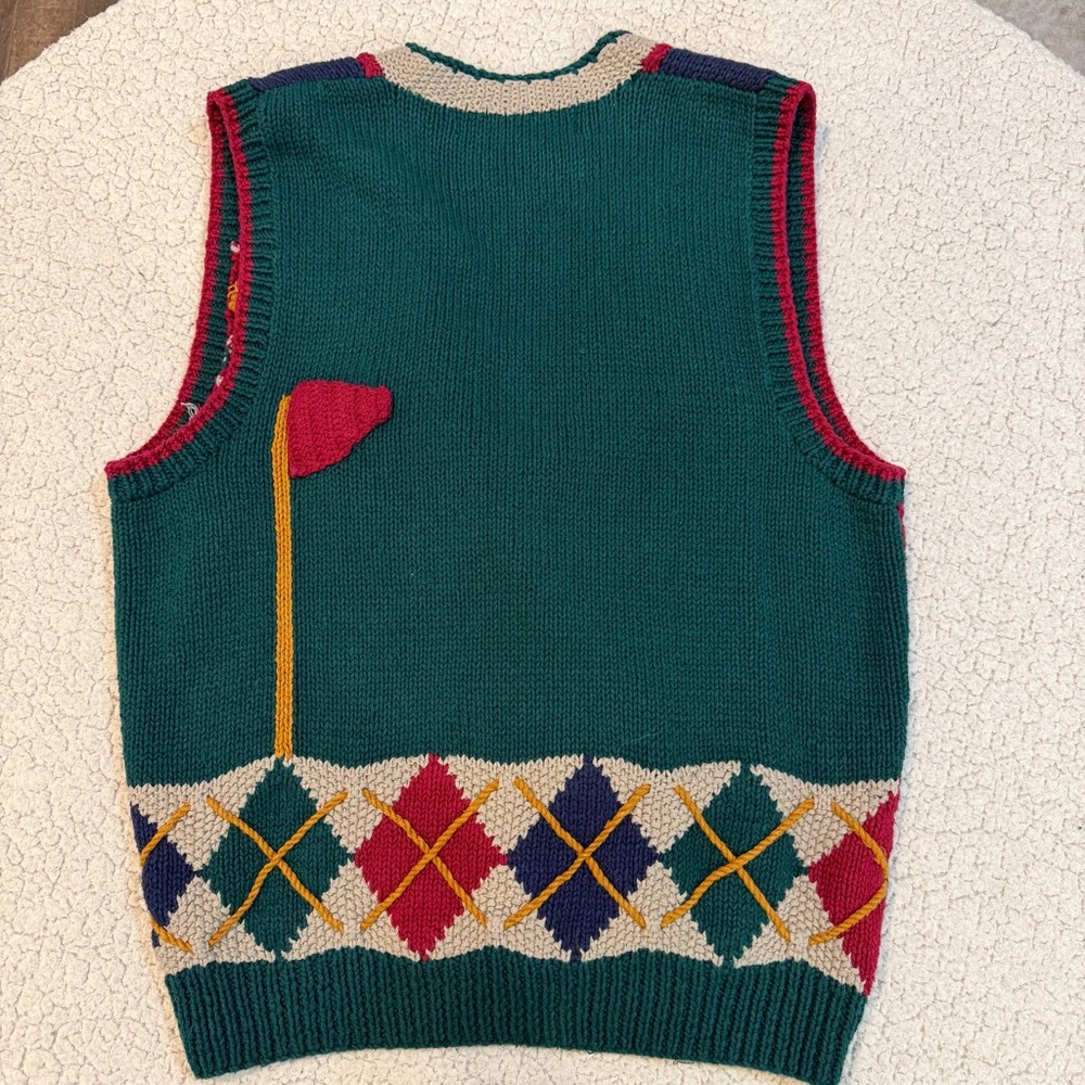 Vintage BellePointe Golf-Themed Knit Sweater Vest – Size‎ M - Picture 6 of 12